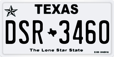 TX license plate DSR3460
