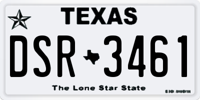TX license plate DSR3461
