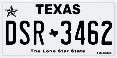 TX license plate DSR3462