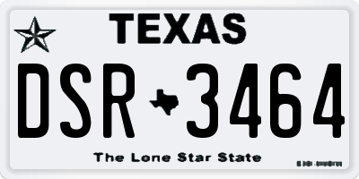 TX license plate DSR3464