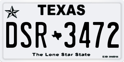 TX license plate DSR3472