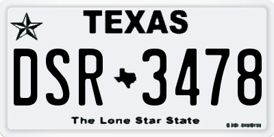 TX license plate DSR3478