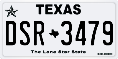 TX license plate DSR3479