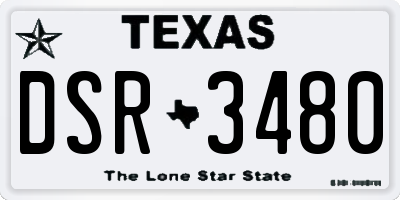 TX license plate DSR3480