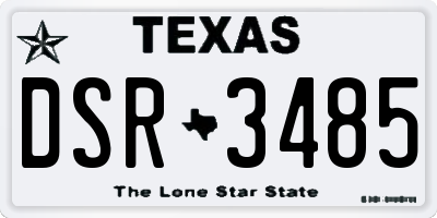 TX license plate DSR3485