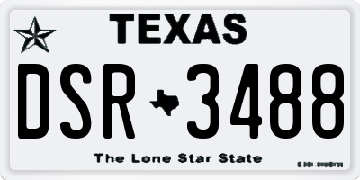 TX license plate DSR3488