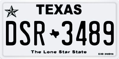 TX license plate DSR3489