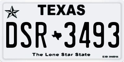 TX license plate DSR3493