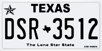 TX license plate DSR3512