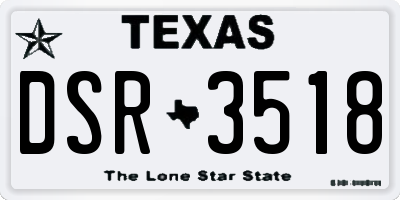 TX license plate DSR3518