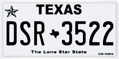 TX license plate DSR3522