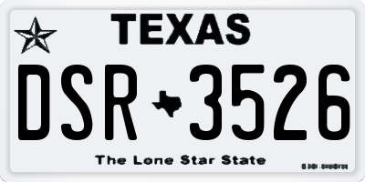 TX license plate DSR3526