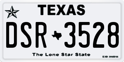 TX license plate DSR3528