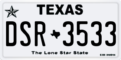 TX license plate DSR3533