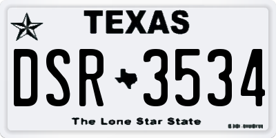 TX license plate DSR3534