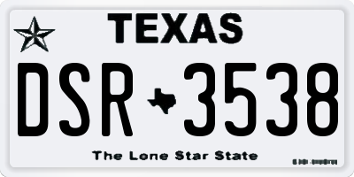 TX license plate DSR3538
