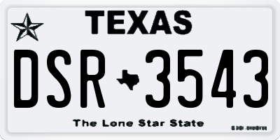 TX license plate DSR3543