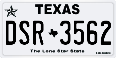 TX license plate DSR3562