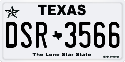 TX license plate DSR3566