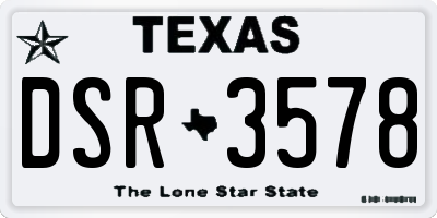 TX license plate DSR3578