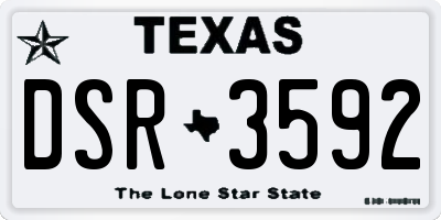 TX license plate DSR3592