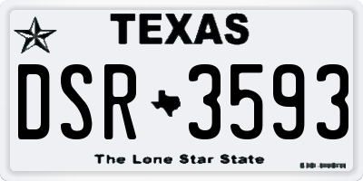 TX license plate DSR3593