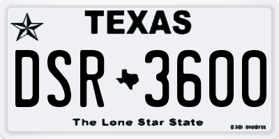 TX license plate DSR3600