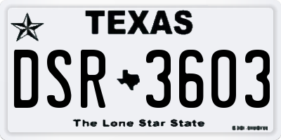 TX license plate DSR3603