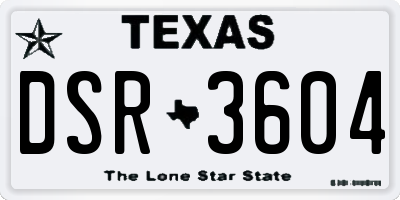 TX license plate DSR3604
