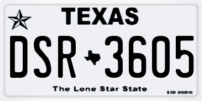 TX license plate DSR3605