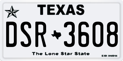 TX license plate DSR3608
