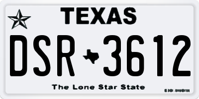 TX license plate DSR3612