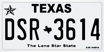 TX license plate DSR3614
