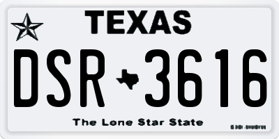 TX license plate DSR3616