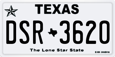 TX license plate DSR3620