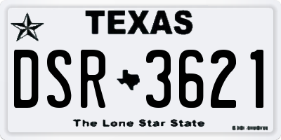 TX license plate DSR3621