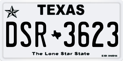 TX license plate DSR3623