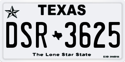 TX license plate DSR3625