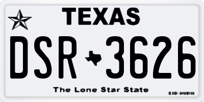 TX license plate DSR3626