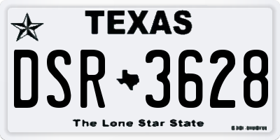TX license plate DSR3628