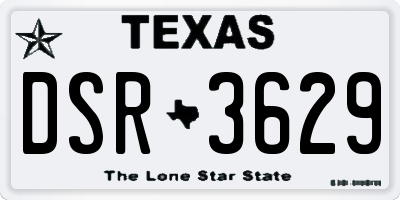 TX license plate DSR3629