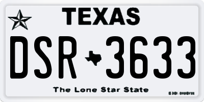 TX license plate DSR3633