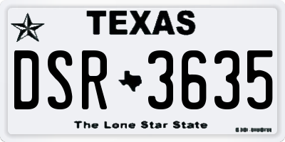 TX license plate DSR3635