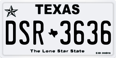 TX license plate DSR3636