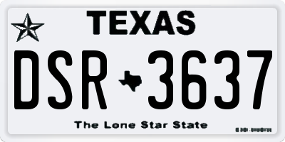 TX license plate DSR3637