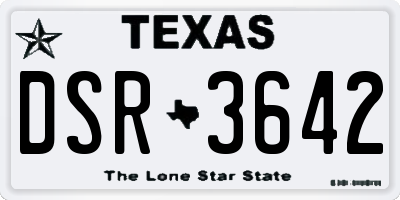 TX license plate DSR3642