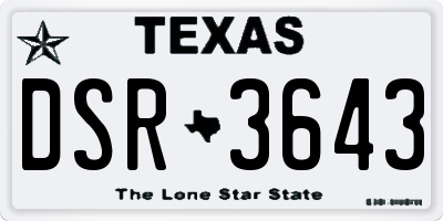 TX license plate DSR3643
