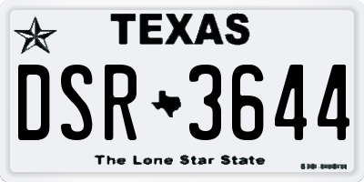 TX license plate DSR3644