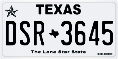 TX license plate DSR3645