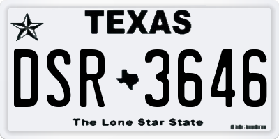 TX license plate DSR3646